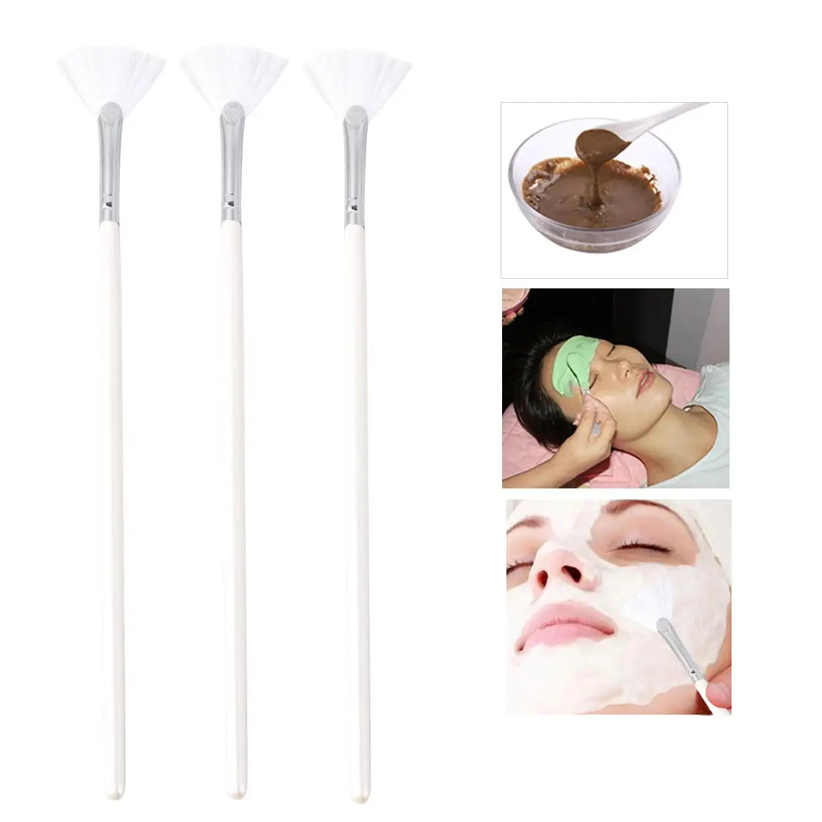 3PCS Shape for DIY Skin Care Mask Diy Brushes Fan Shape Mask Brushes Facials Skincare Smooth Coverage Beauty Tools